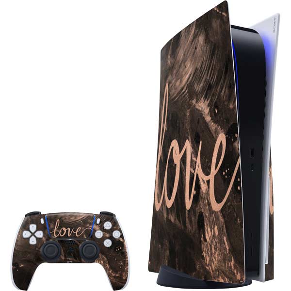 Love Rose Gold Black PlayStation PS5 Skins