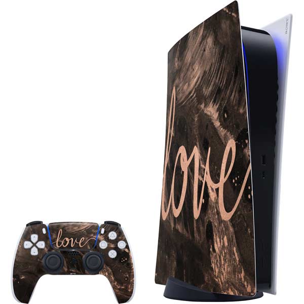 Love Rose Gold Black PlayStation PS5 Skins
