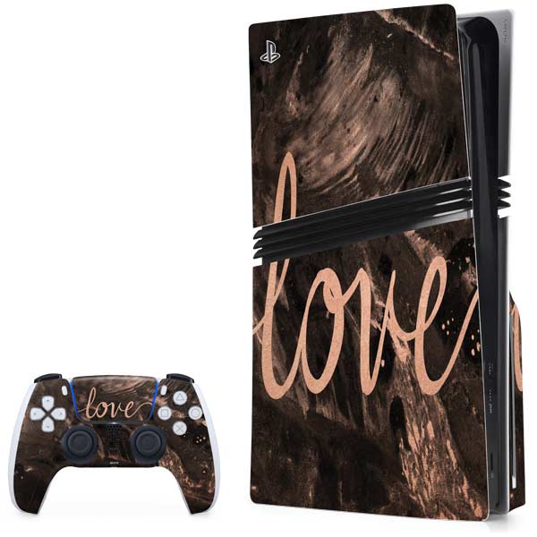 Love Rose Gold Black PlayStation PS5 Skins