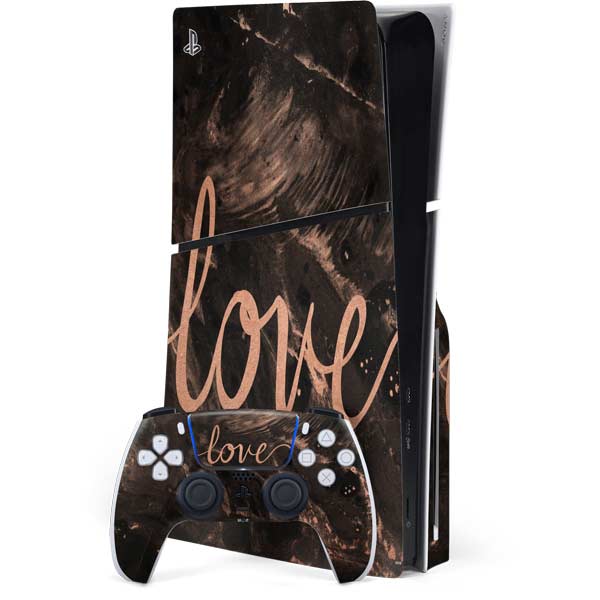 Love Rose Gold Black PlayStation PS5 Skins