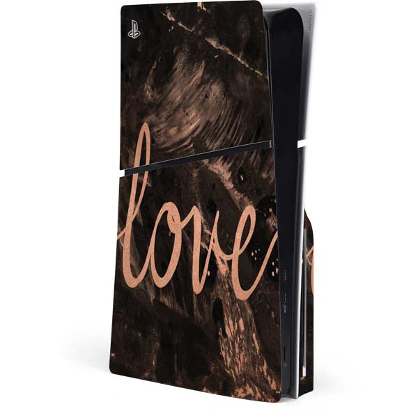 Love Rose Gold Black PlayStation PS5 Skins