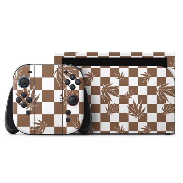 Marijuana Brown Checkered Nintendo Switch 2 (2025) with Joy-Con Skin