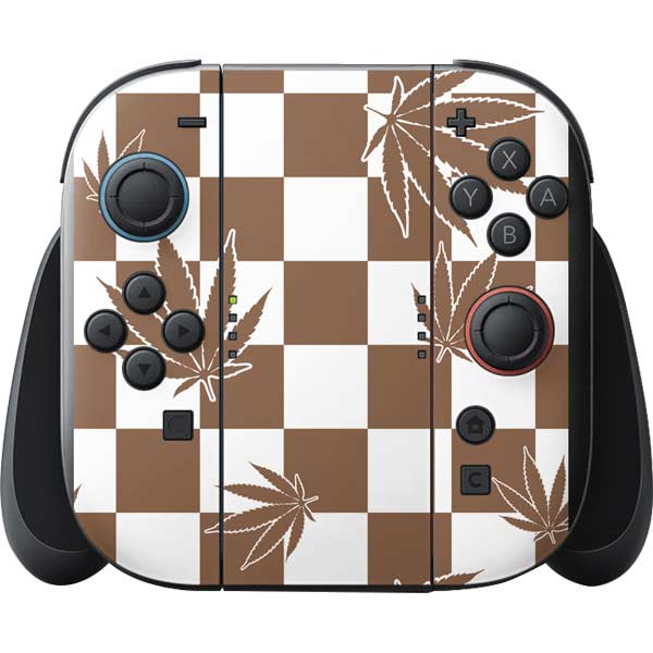 Marijuana Brown Checkered Nintendo Switch 2 (2025) with Joy-Con Skin