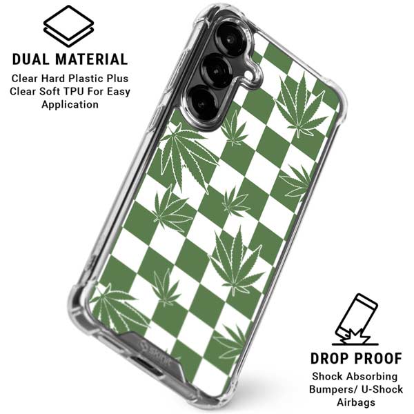 Marijuana Green Checkered Galaxy S26 Plus Clear Case