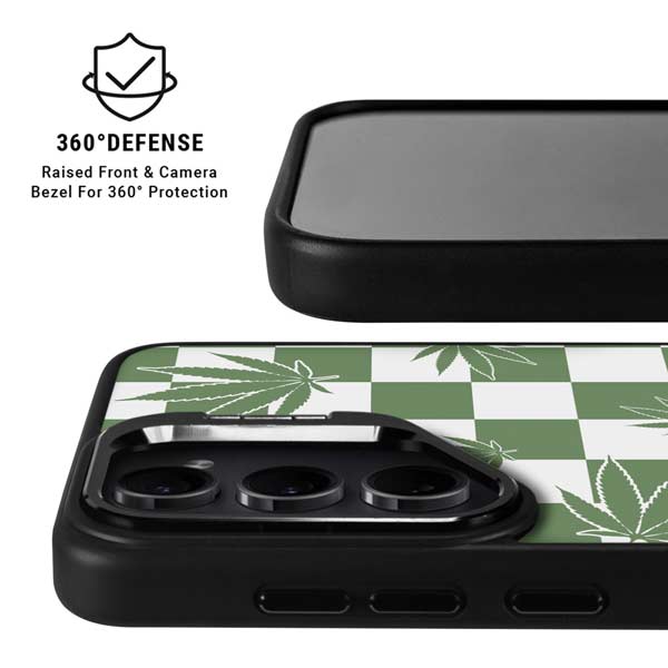 Marijuana Green Checkered Galaxy S26 Ultra Kickstand Case