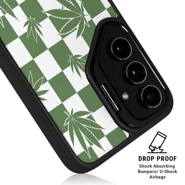 Marijuana Green Checkered Galaxy S26 Ultra Kickstand Case