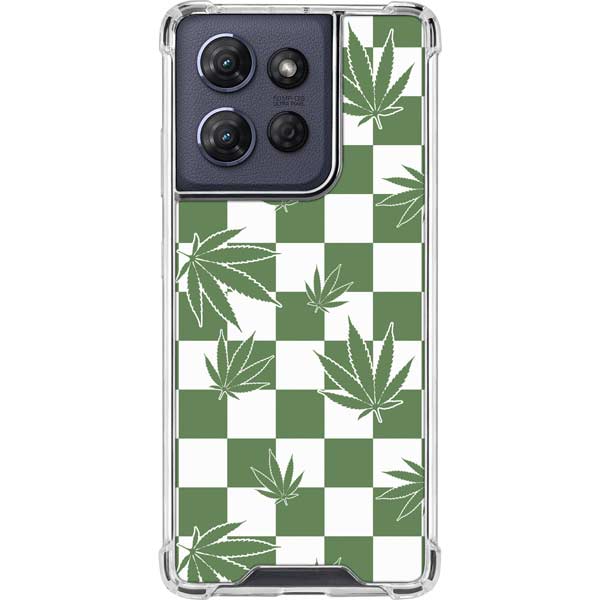 Marijuana Green Checkered Moto G 5G (2025) Clear Case