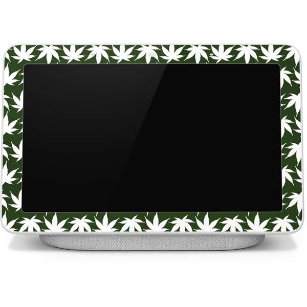 Marijuana Leaf White Pattern Google Home Hub Skin