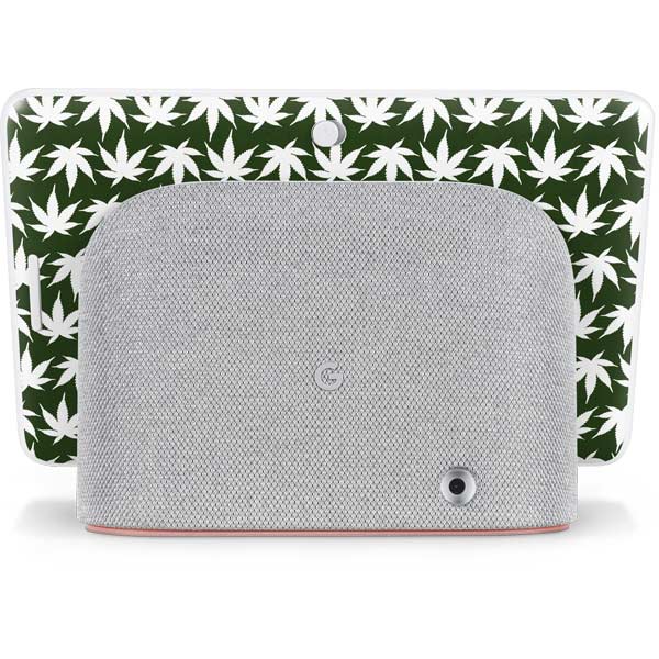 Marijuana Leaf White Pattern Google Home Hub Skin