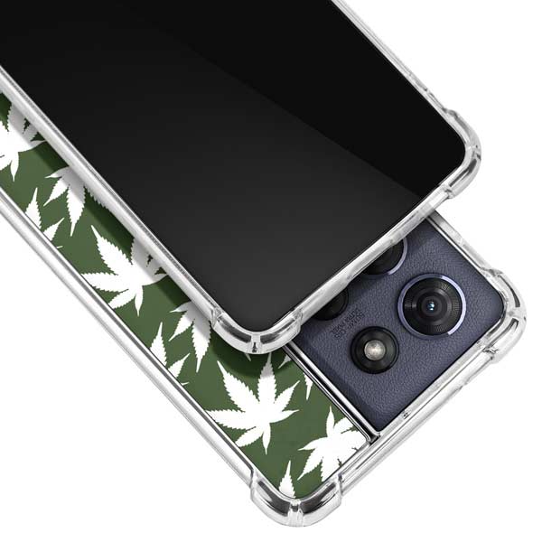 Marijuana Leaf White Pattern Moto G Play 5G (2025) Clear Case