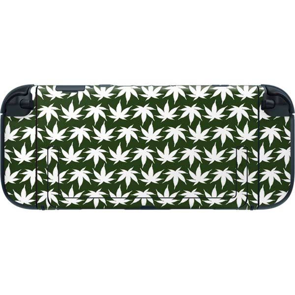 Marijuana Leaf White Pattern Nintendo Switch 2 (2025) with Joy-Con Skin