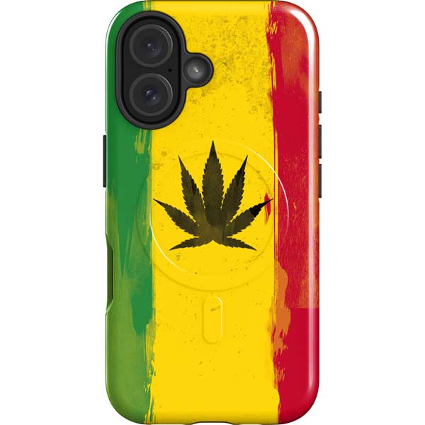 Marijuana Rasta Distressed iPhone 16 Magsafe Impact Case