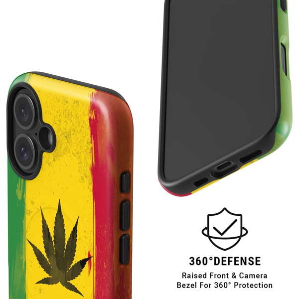 Marijuana Rasta Distressed iPhone 16 Magsafe Impact Case