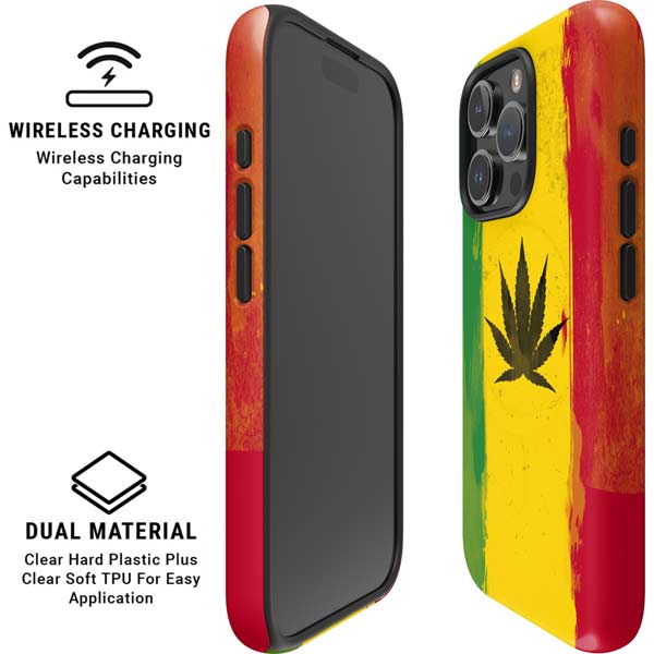 Marijuana Rasta Distressed iPhone 16 Pro Max Magsafe Impact Case