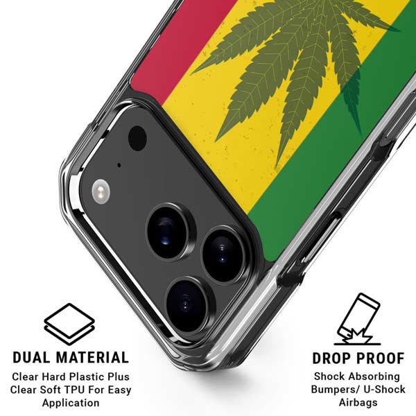 Marijuana Rasta Flag iPhone 17 Pro Clear Case