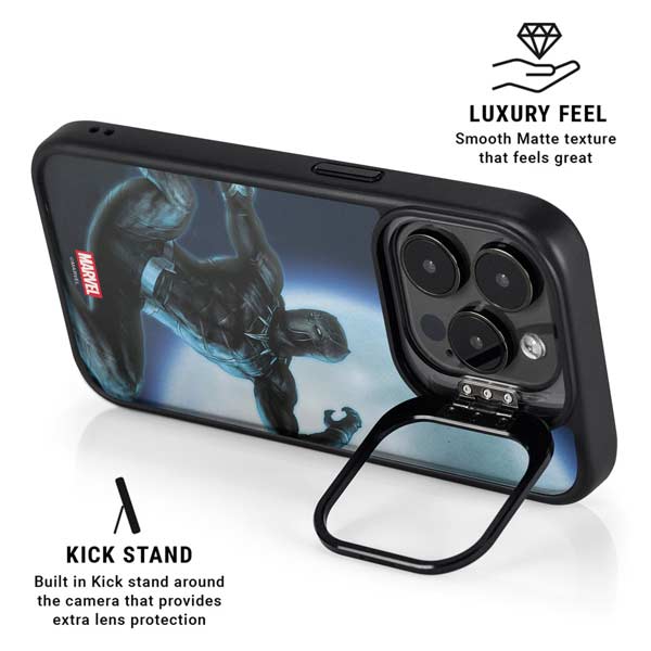 Marvel Black Panther Jumping Through Air iPhone 14 Pro Max Kickstand Case