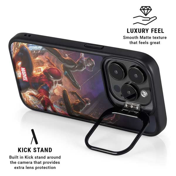 Marvel Spiderman Group Wall iPhone 14 Pro Kickstand Case