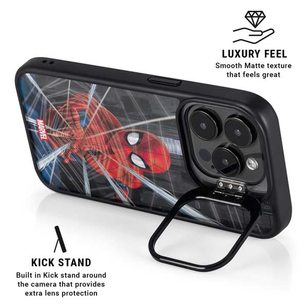 Marvel Spiderman Web Throw iPhone 14 Pro Max Kickstand Case