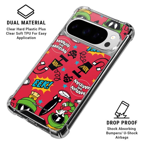 Looney Tunes Marvin the Martian Patches Google Pixel 10 Pro XL Clear Case