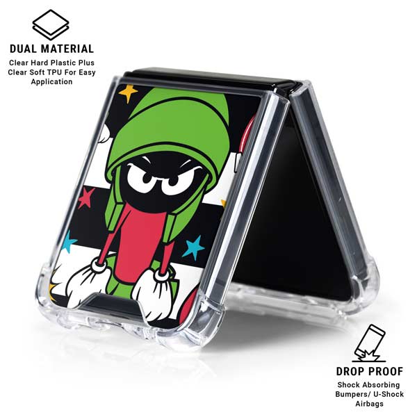Looney Tunes Marvin the Martian Striped Patches Galaxy Z Flip7 Clear Case