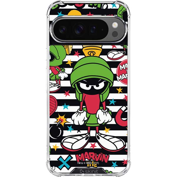 Looney Tunes Marvin the Martian Striped Patches Google Pixel 10 Pro Clear Case
