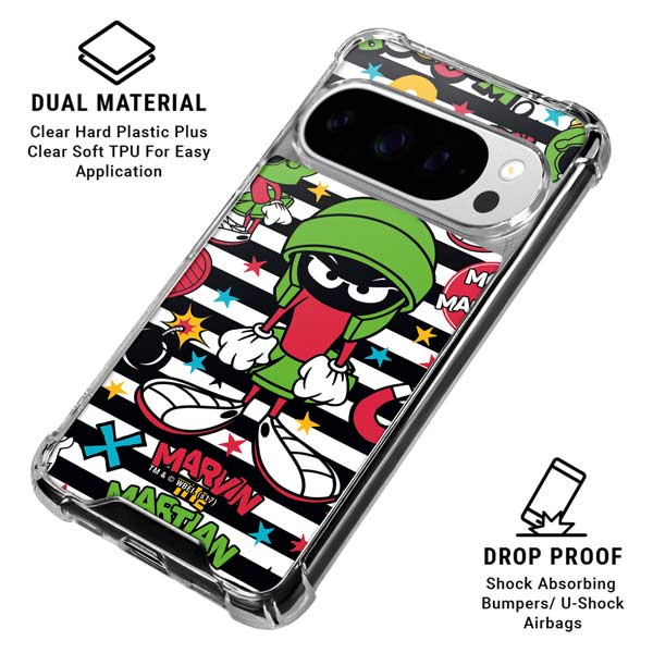 Looney Tunes Marvin the Martian Striped Patches Google Pixel 10 Pro Clear Case