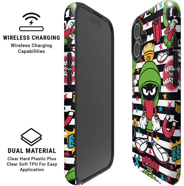 Looney Tunes Marvin the Martian Striped Patches iPhone 16 Plus Magsafe Impact Case