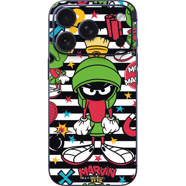 Looney Tunes Marvin the Martian Striped Patches iPhone 17 Pro Skin