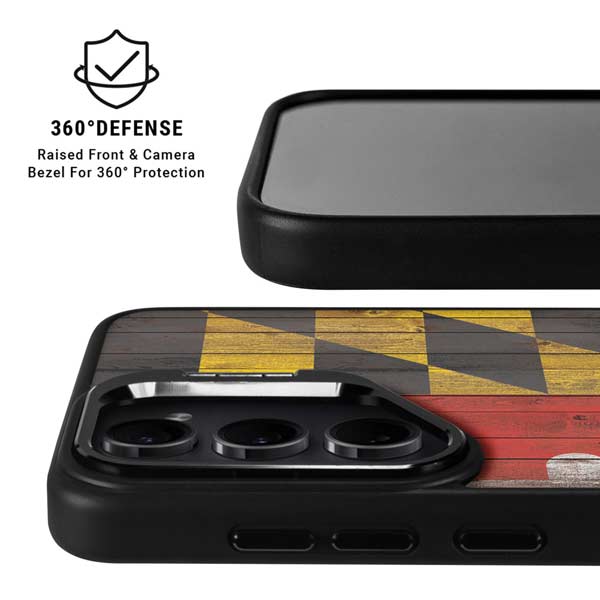 Maryland Flag Dark Wood Galaxy S26 Plus Kickstand Case