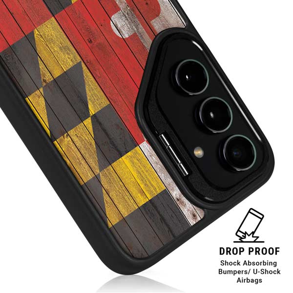 Maryland Flag Dark Wood Galaxy S26 Plus Kickstand Case