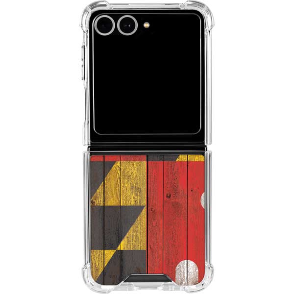 Maryland Flag Dark Wood Galaxy Z Flip7 Clear Case