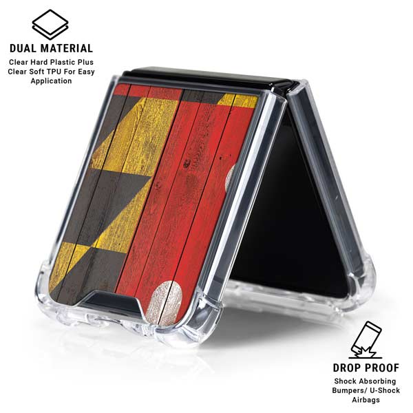 Maryland Flag Dark Wood Galaxy Z Flip7 Clear Case