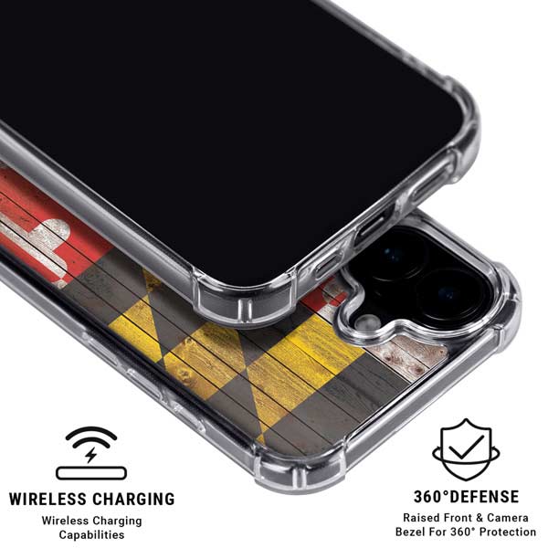 Maryland Flag Dark Wood iPhone 16 MagSafe Case
