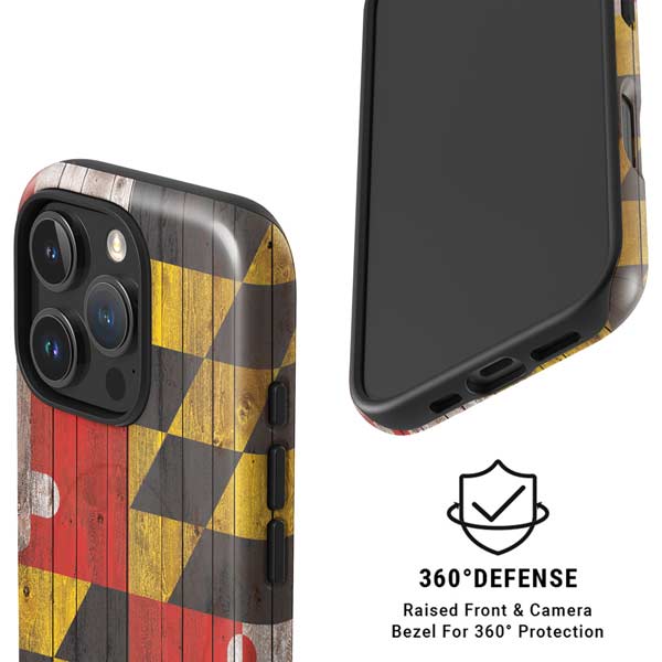 Maryland Flag Dark Wood iPhone 16 Pro Magsafe Impact Case