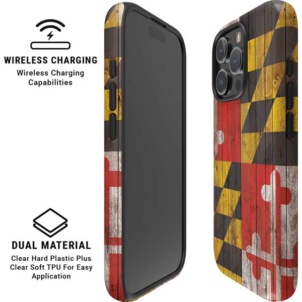 Maryland Flag Dark Wood iPhone 16 Pro Magsafe Impact Case