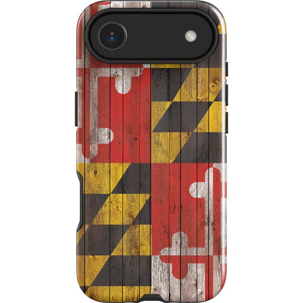 Maryland Flag Dark Wood iPhone 17 Air Impact Case