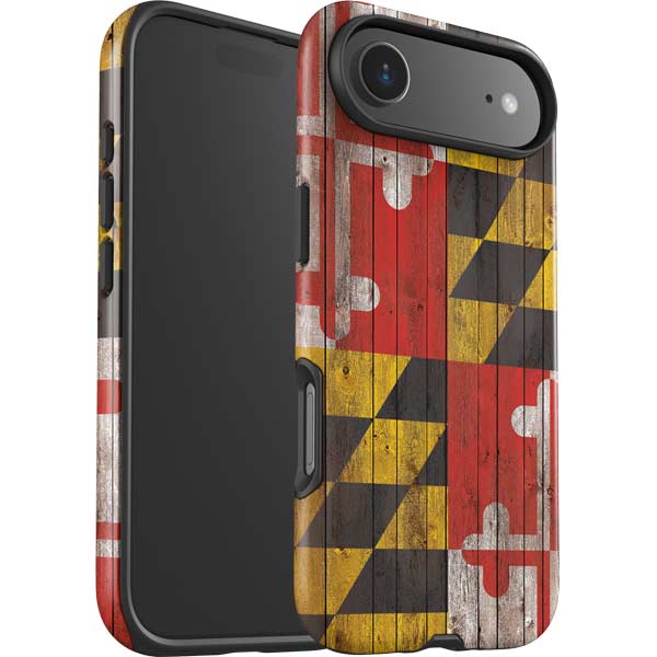 Maryland Flag Dark Wood iPhone 17 Air Impact Case