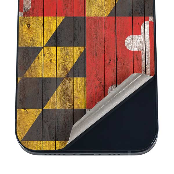 Maryland Flag Dark Wood iPhone 17 Air Skin