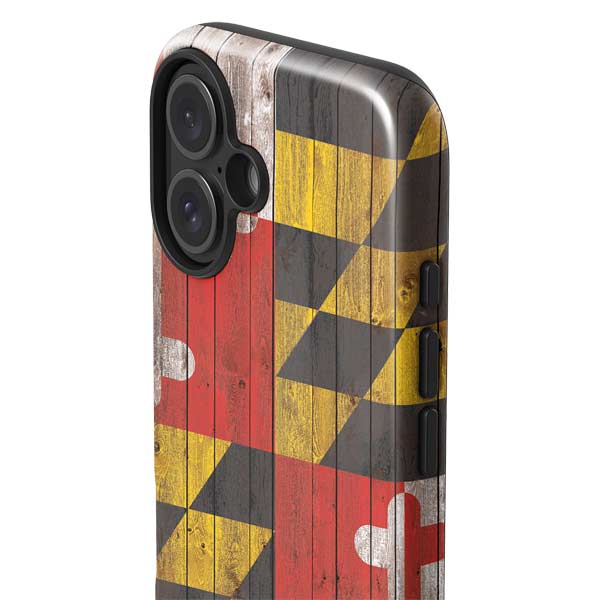 Maryland Flag Dark Wood iPhone 17 Impact Case