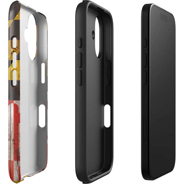 Maryland Flag Dark Wood iPhone 17 Impact Case