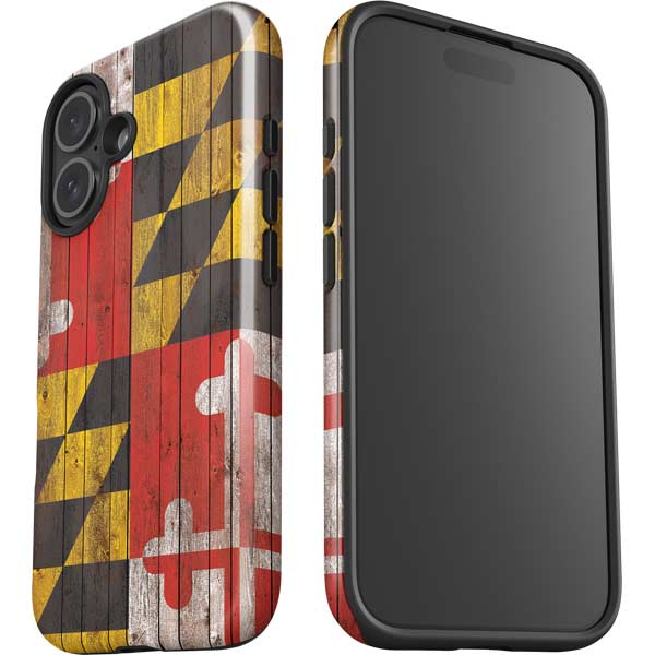 Maryland Flag Dark Wood iPhone 17 Impact Case