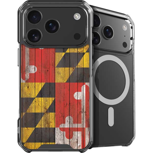 Maryland Flag Dark Wood iPhone 17 Pro Max MagSafe Case