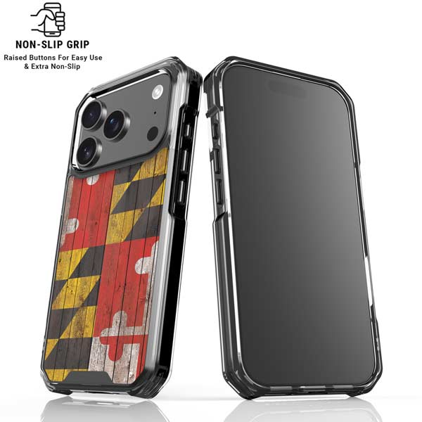 Maryland Flag Dark Wood iPhone 17 Pro Max MagSafe Case