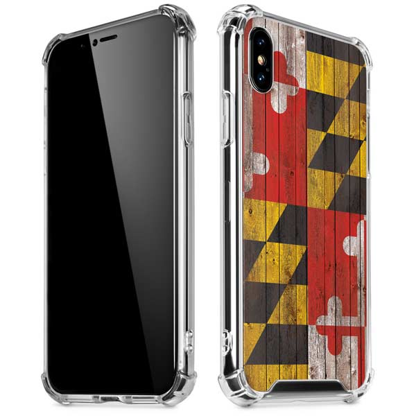 Maryland Flag Dark Wood iPhone X/XS Clear Case