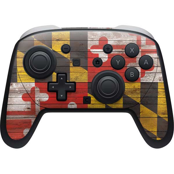 Maryland Flag Dark Wood Nintendo Switch 2 (2025) Pro Controller Skin