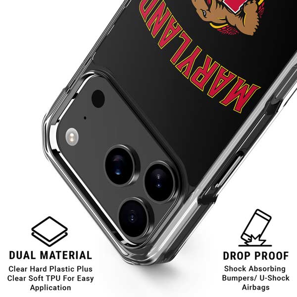 University of Maryland Collegiate Text iPhone 17 Pro Clear Case