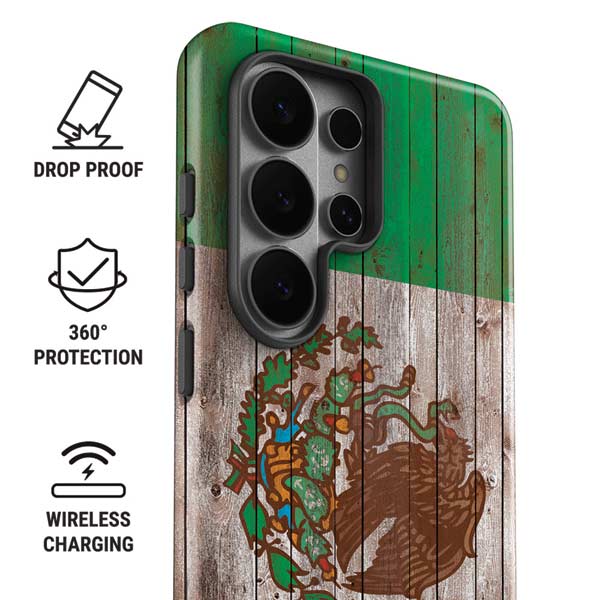 Mexican Flag Dark Wood Galaxy S26 Ultra Impact Case