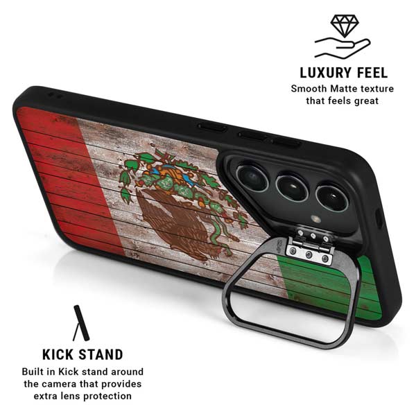 Mexican Flag Dark Wood Galaxy S26 Ultra Kickstand Case