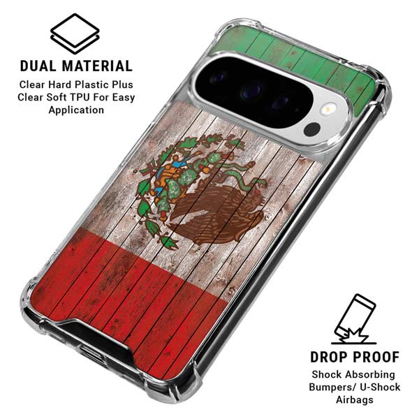Mexican Flag Dark Wood Google Pixel 10 Pro XL Clear Case