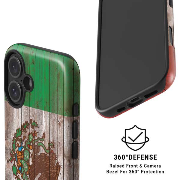 Mexican Flag Dark Wood iPhone 16 Plus Magsafe Impact Case
